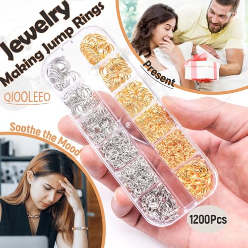 QIOOLEEO 5 Sizes(1200pcs) Open Jump Rings for Jewelry Making, Gold & Silver Non-Tarnish O Ring Connectors, DIY Necklace Repair, Bracelets, Earrings, Pendants, Keychains, Lobster Clasps, Charms - Image 3