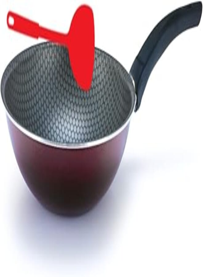 Trueval Teflon woke frying pan, size 26, maroon color, with a piece of color dispenser