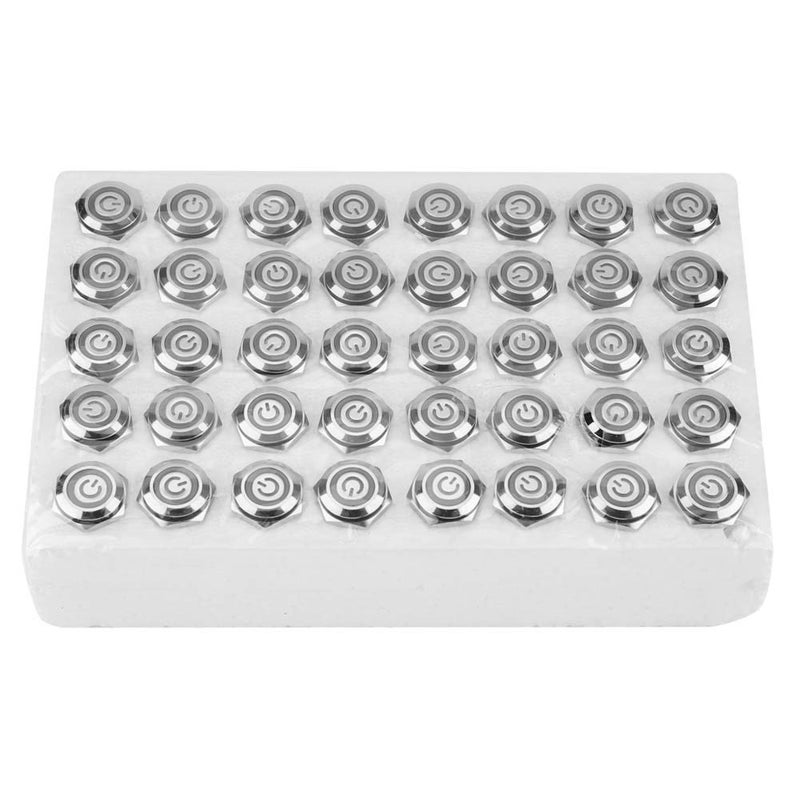 زر ضغط معدني ذاتي القفل أزرق 16 مم 40 قطعة ضوء LED 24 فولت 5 دبابيس للتحكم في الدائرة - Image 1