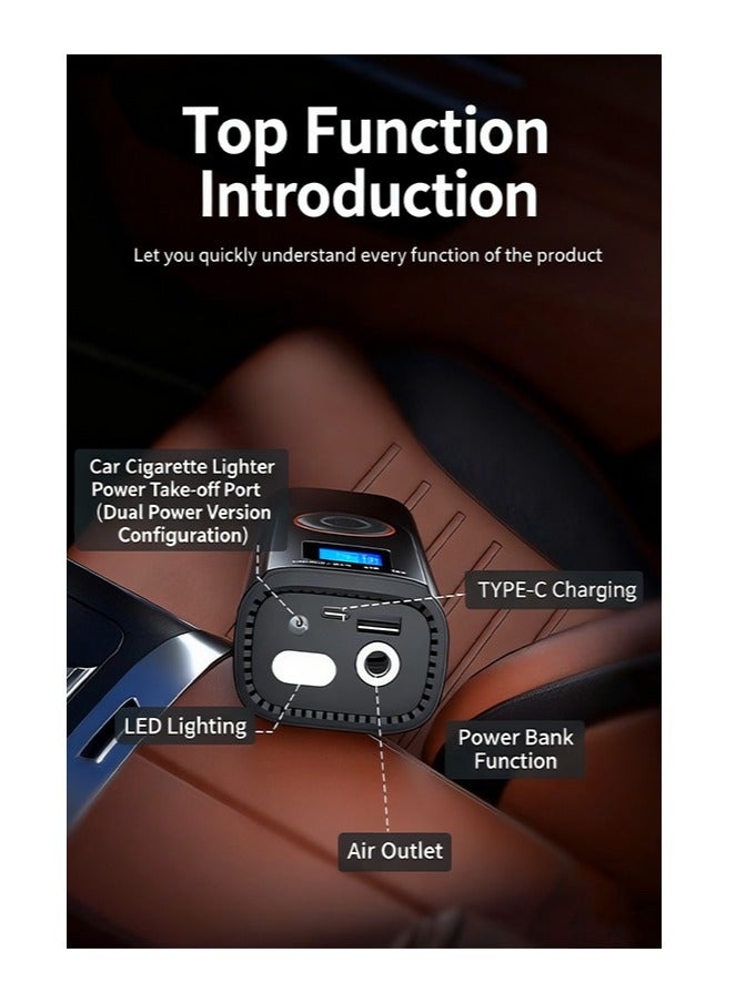 FEROOD Digital Car Tyre Inflator Air Compressor, 19mm Cylinder Portable Electric Tire Inflator With 6000mAh Battery Power Bank/LCD Dual Screen/LED Light/Auto Stop/Preset Tyre Pressure, 150 PSI Fast Inflation Cordless Air Pump for Car Motorcycle Bicycle Ball Air Mattress Other Inflatables - Image 4