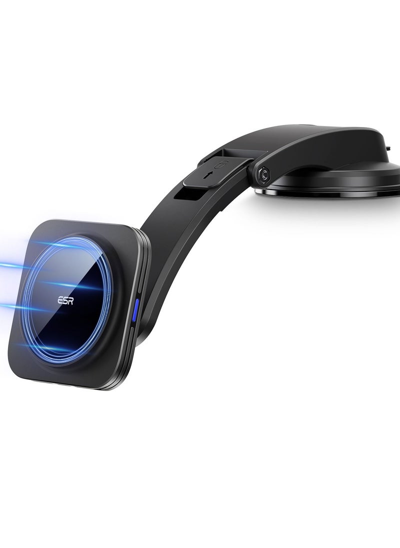 ESR - ESR HaloLock Dashboard Magnetic Wireless Car Charger, Fast Charging, Compatible with MagSafe Car Charger, Mount Compatible with Caseless iPhone 14/13/12 Series and Magnetic Cases, Black - Image 1