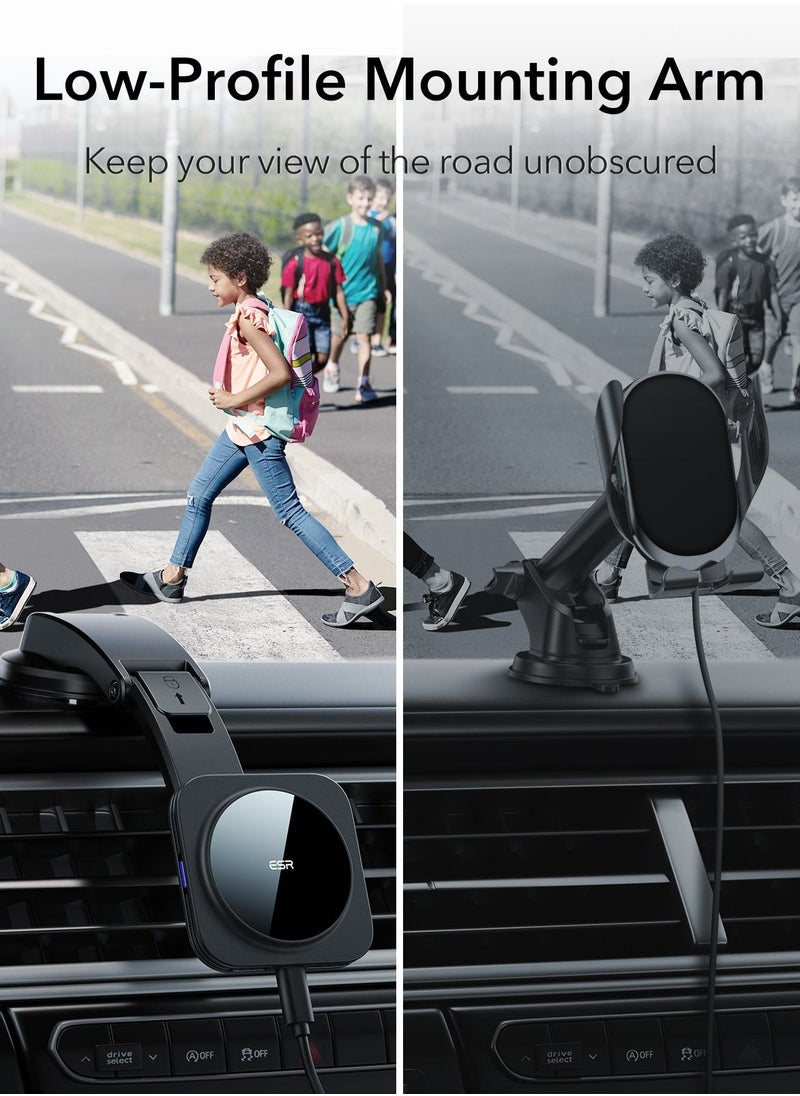 ESR - ESR HaloLock Dashboard Magnetic Wireless Car Charger, Fast Charging, Compatible with MagSafe Car Charger, Mount Compatible with Caseless iPhone 14/13/12 Series and Magnetic Cases, Black - Image 1