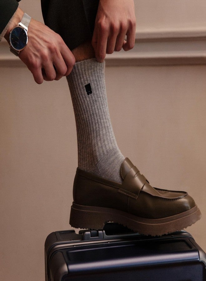 LEVEL8 Men’s Recycled Polyester Dress Socks, Moisture Wicking Athletic Crew Work Socks, Comfy Arch Support, Mid Calf with Classic Plain Colors, 6 Pairs Grey Size 6-9 - Image 2