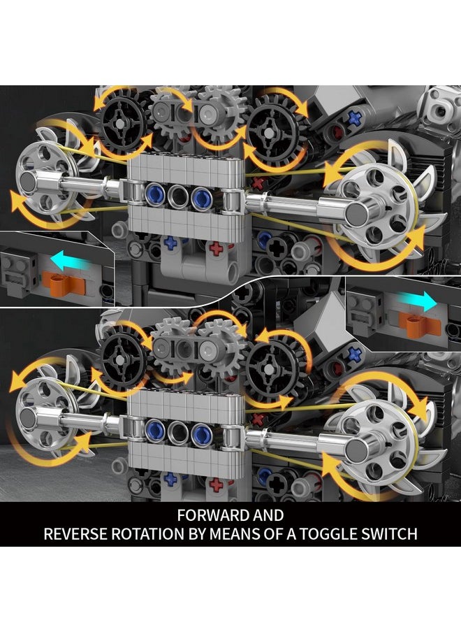 mould king Mould King 10207 V8 Engine Building Blocks Kit with Working Motor - Realistic Engine Model Kit for Adults & Car Enthusiasts, DIY STEM Mechanic Engineering Construction for Kids(761 Pieces)  - Image 3