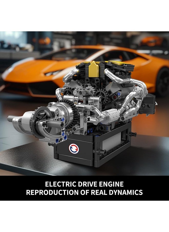 mould king Mould King 10207 V8 Engine Building Blocks Kit with Working Motor - Realistic Engine Model Kit for Adults & Car Enthusiasts, DIY STEM Mechanic Engineering Construction for Kids(761 Pieces)  - Image 2