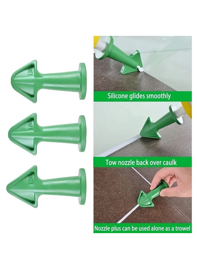 6 Piece Green Caulking Tools Kit Caulk Nozzle Applicator Sealant Epoxy Piston For Bathroom Window Sink - Image 5