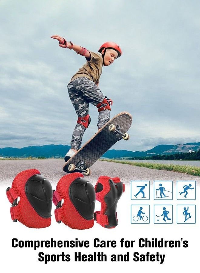 Hanayo 7 Pcs Kids Protective Gear Set Kids Helmet Pad Set Adjustable Kids Bike Helmet Toddler Helmets for Girls Boys Safety Protection Gear for Outdoor Sports(Red) - Image 2