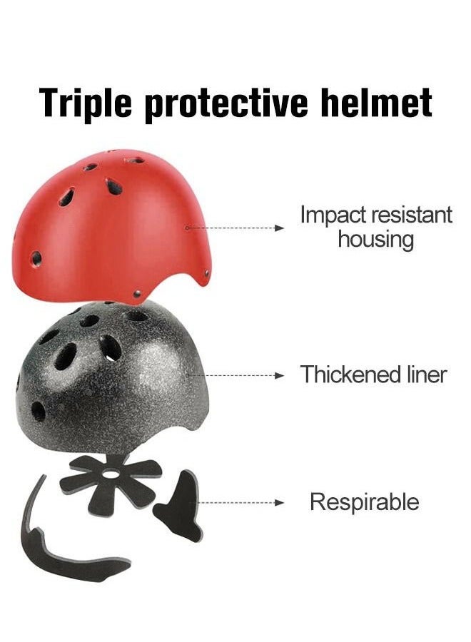 Hanayo 7 Pcs Kids Protective Gear Set Kids Helmet Pad Set Adjustable Kids Bike Helmet Toddler Helmets for Girls Boys Safety Protection Gear for Outdoor Sports(Red) - Image 4