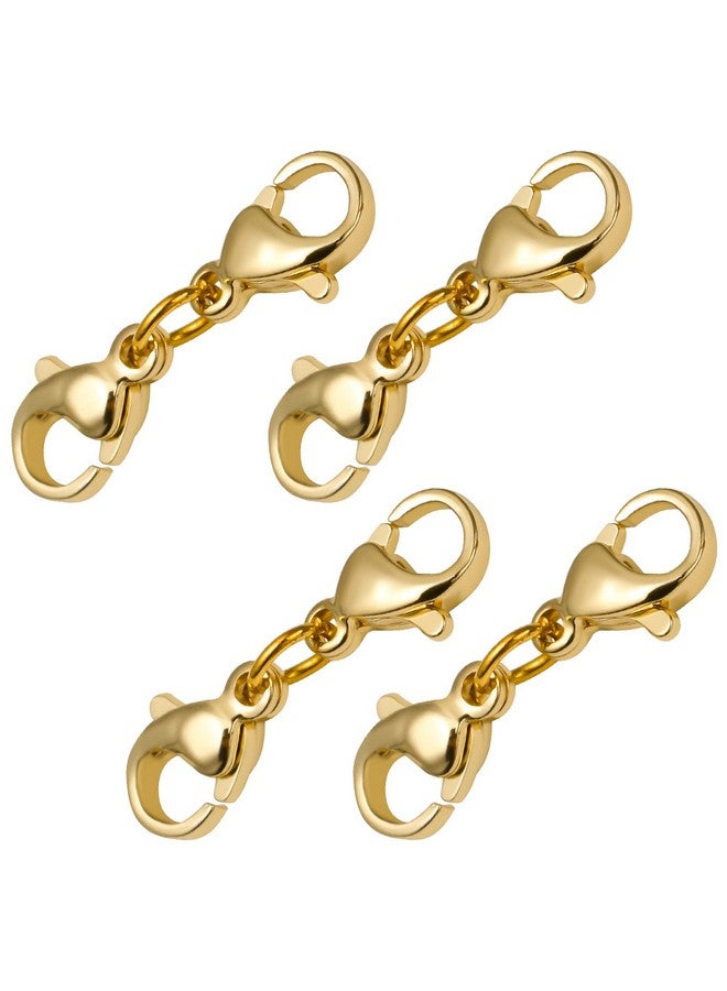 KINBOM 4Pcs 22Mm/0.87Inch Double Lobster Clasp Extender Double Claw Connector Gold Bracelet Extender Jewelry Clasp Necklace Shortener For Women Girls Diy Jewelry Making - Image 1