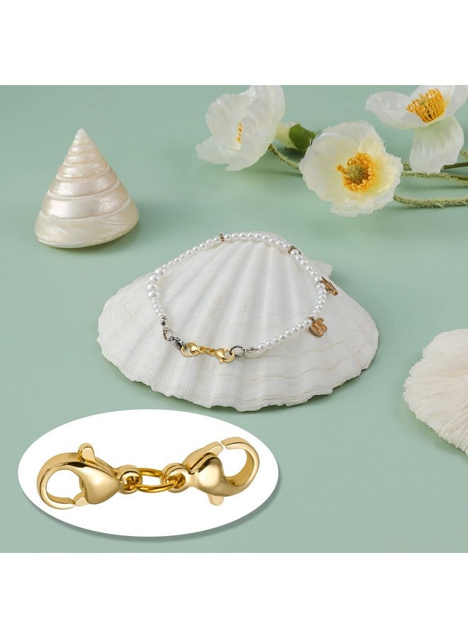 KINBOM 4Pcs 22Mm/0.87Inch Double Lobster Clasp Extender Double Claw Connector Gold Bracelet Extender Jewelry Clasp Necklace Shortener For Women Girls Diy Jewelry Making - Image 4