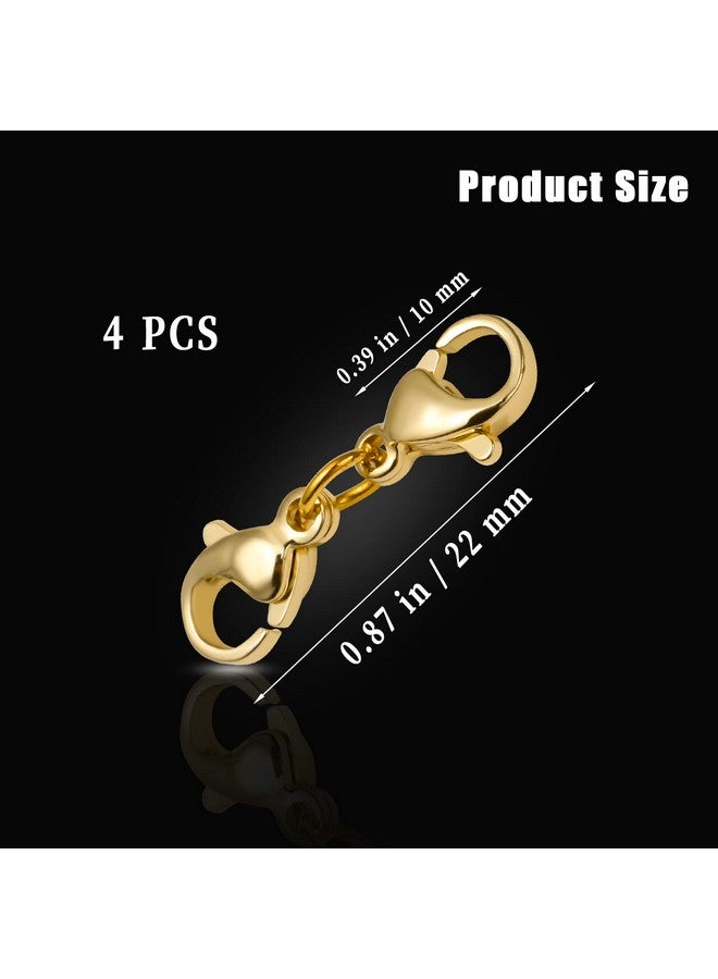 KINBOM 4Pcs 22Mm/0.87Inch Double Lobster Clasp Extender Double Claw Connector Gold Bracelet Extender Jewelry Clasp Necklace Shortener For Women Girls Diy Jewelry Making - Image 2