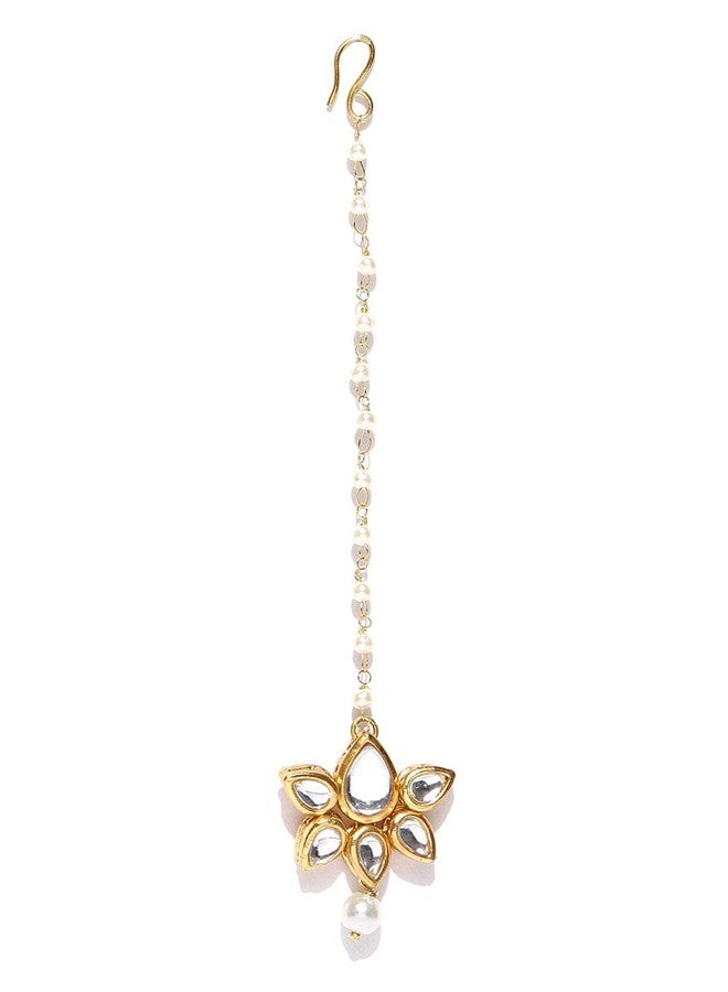 karatcart White Gold-Plated Metal Handcrafted Kundan Stone-Studded Choker Jewellery Set for Women - Image 5