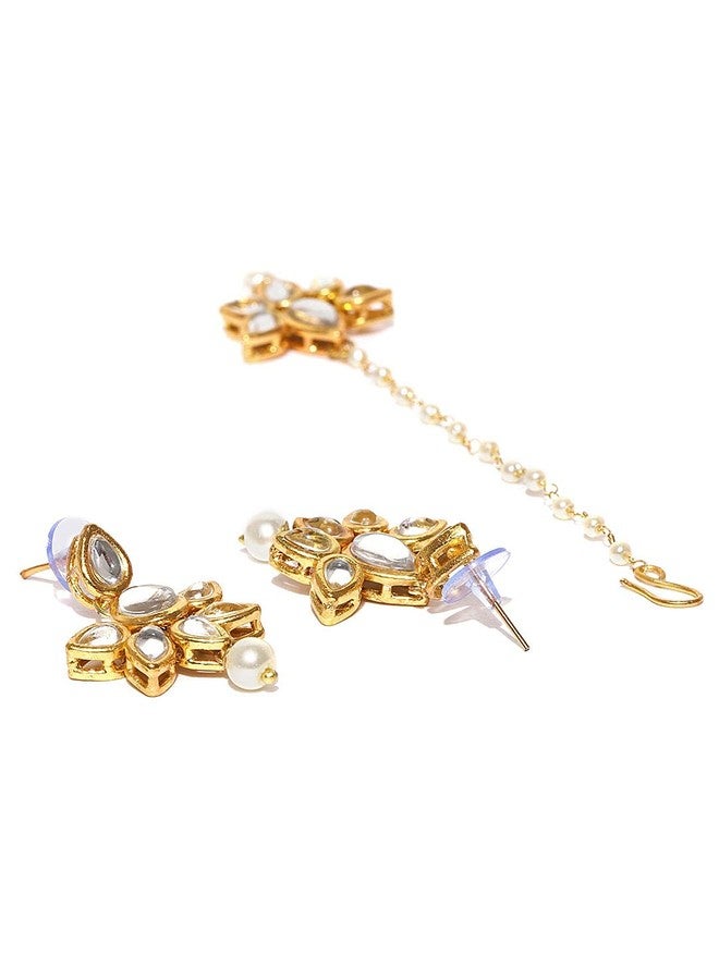 karatcart White Gold-Plated Metal Handcrafted Kundan Stone-Studded Choker Jewellery Set for Women - Image 4