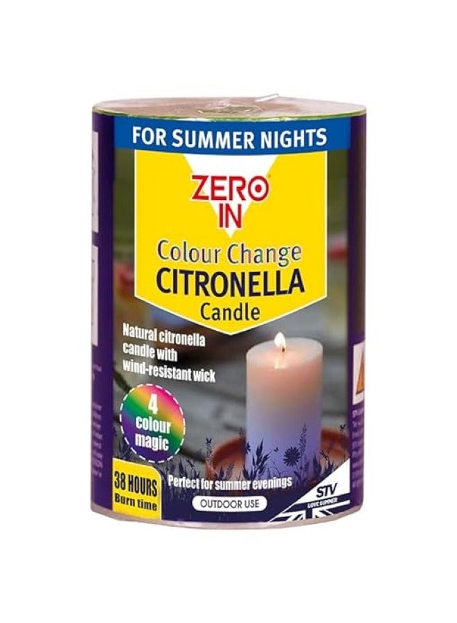 STV Zero In Citronella Color Change Pillar Candle - Image 1