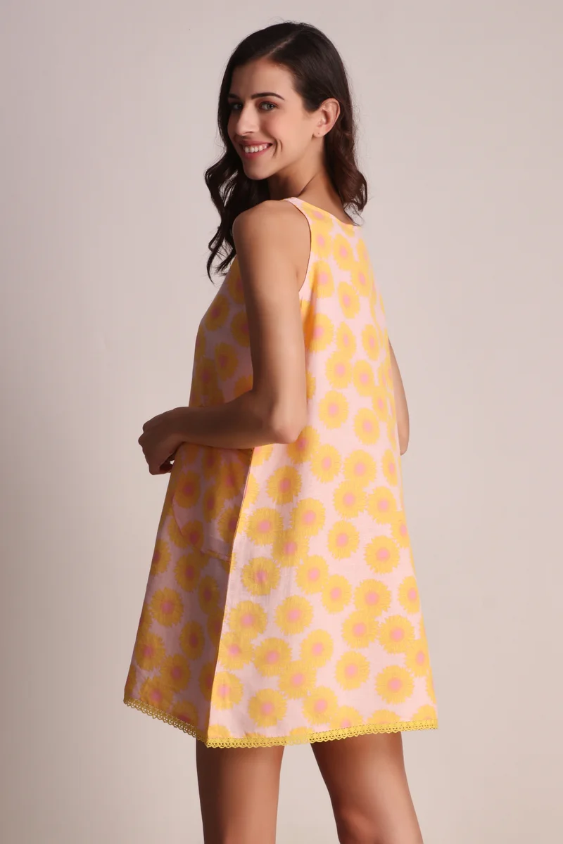 After Dark Twiggy, Linen Cotton Print Dress