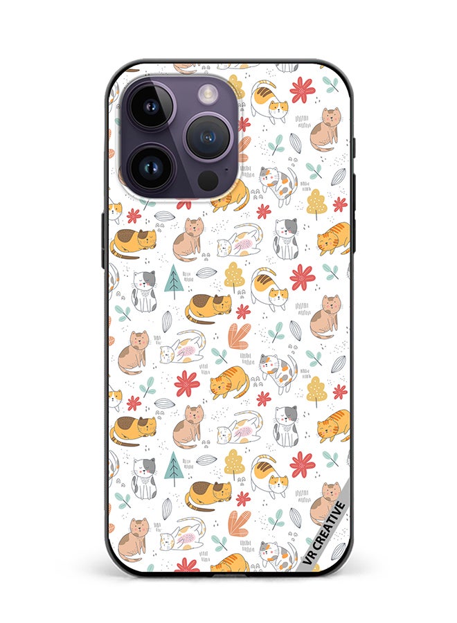 VR CREATIVE Protective Case Cover For Apple iPhone 16 Pro Max Chilling Cat Pattern Design Multicolour