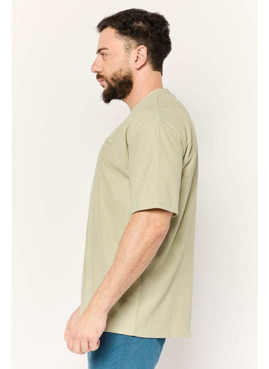 Core Elements - Men Crew Neck Short Sleeve Brand Logo T Shirt, Sage Green - Image 1