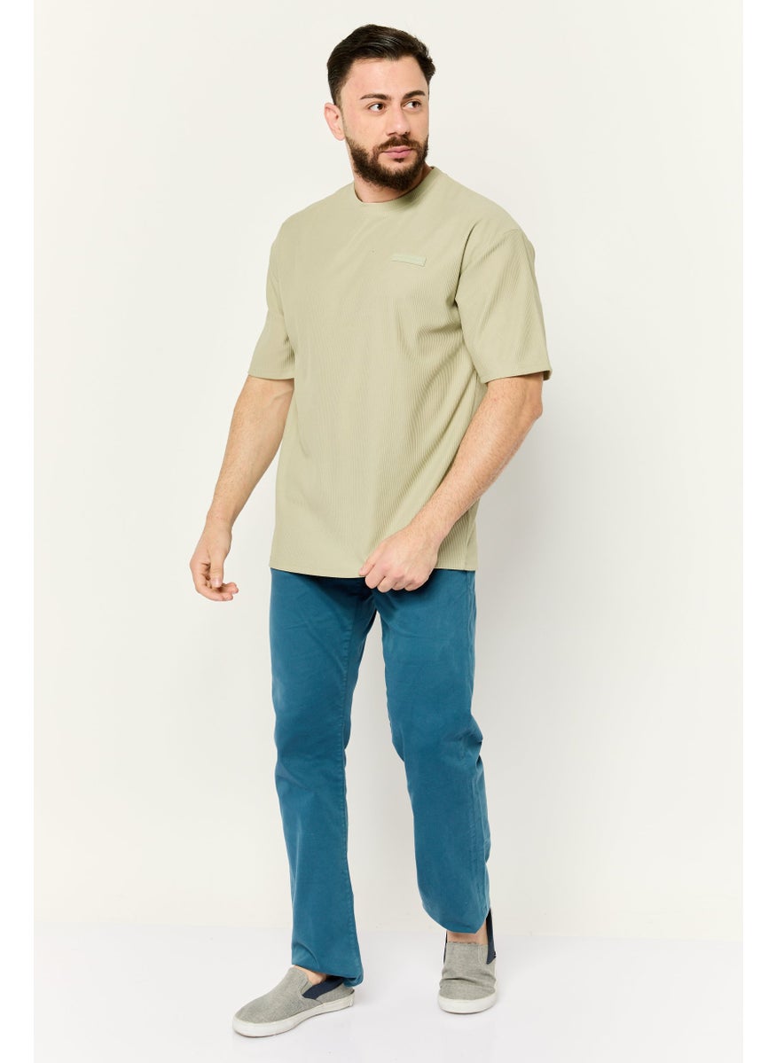 Core Elements - Men Crew Neck Short Sleeve Brand Logo T Shirt, Sage Green - Image 1