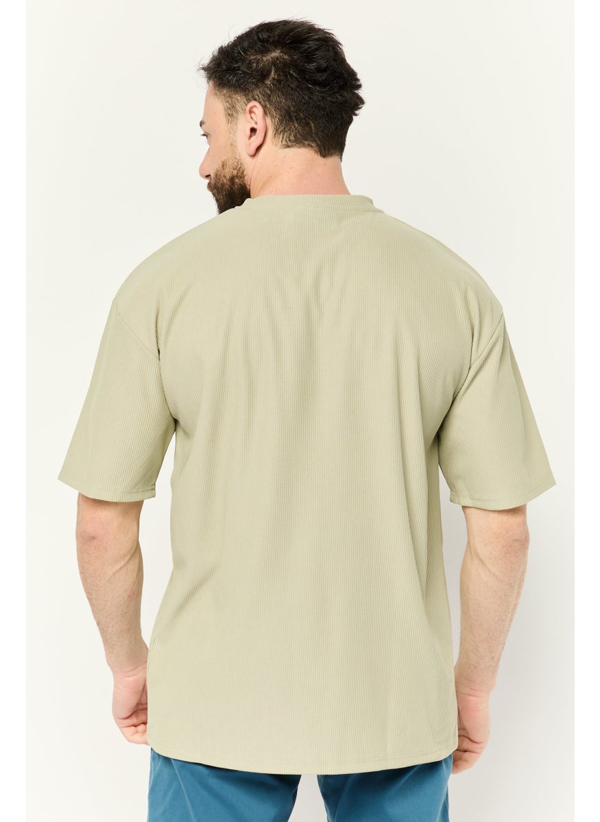 Core Elements - Men Crew Neck Short Sleeve Brand Logo T Shirt, Sage Green - Image 1