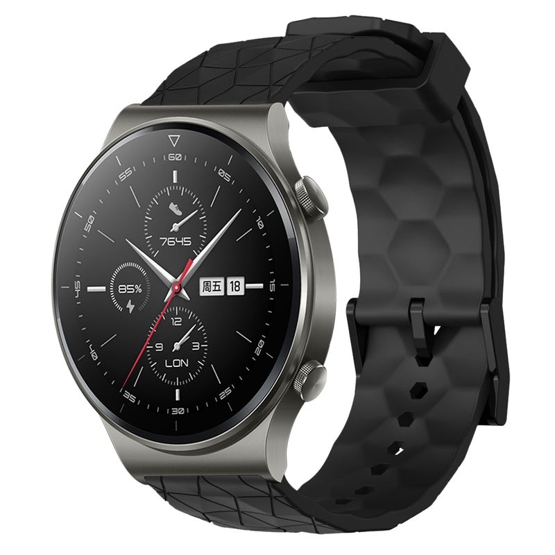 erorex For Huawei Gt2 Pro 22Mm Football Pattern Solid Color Silicone Watch Band(Black) - Image 1