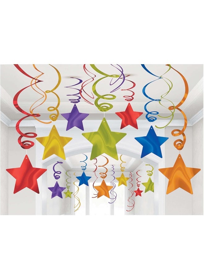 Amscan Multicolored Shooting Stars Swirl Decorations 30pcs