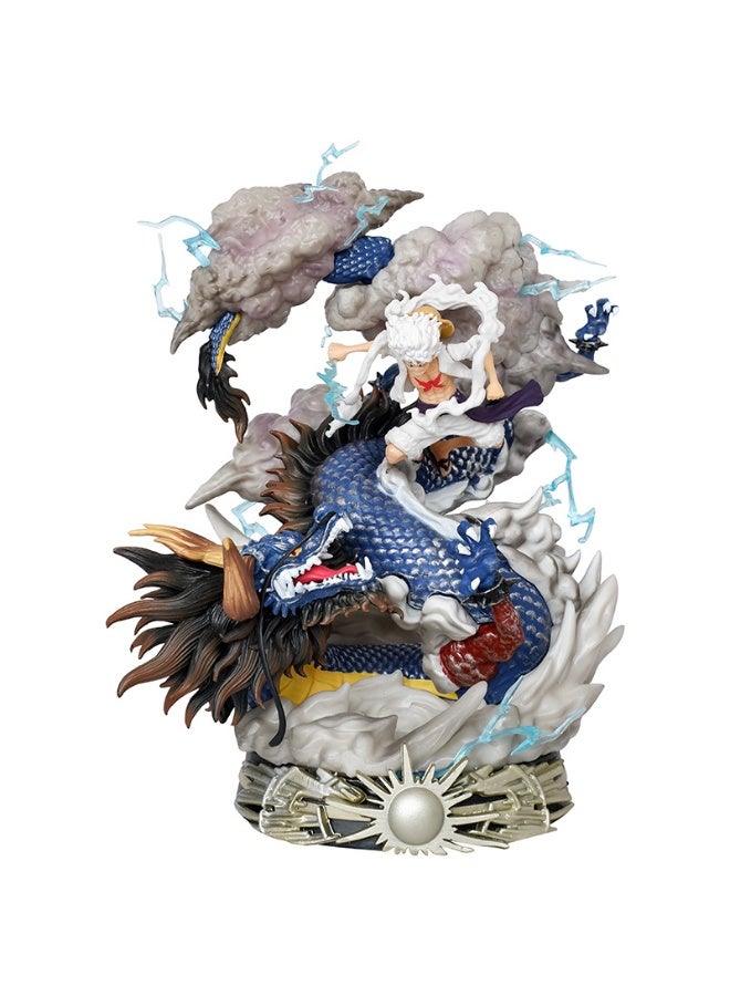 HALAMODO One Piece 22.5cm Luffy Gear 5 Nika vs Kaido Battle Action Figure，Epic Anime Diorama, Desk Centerpiece and Ultimate Birthday Gift - Image 2