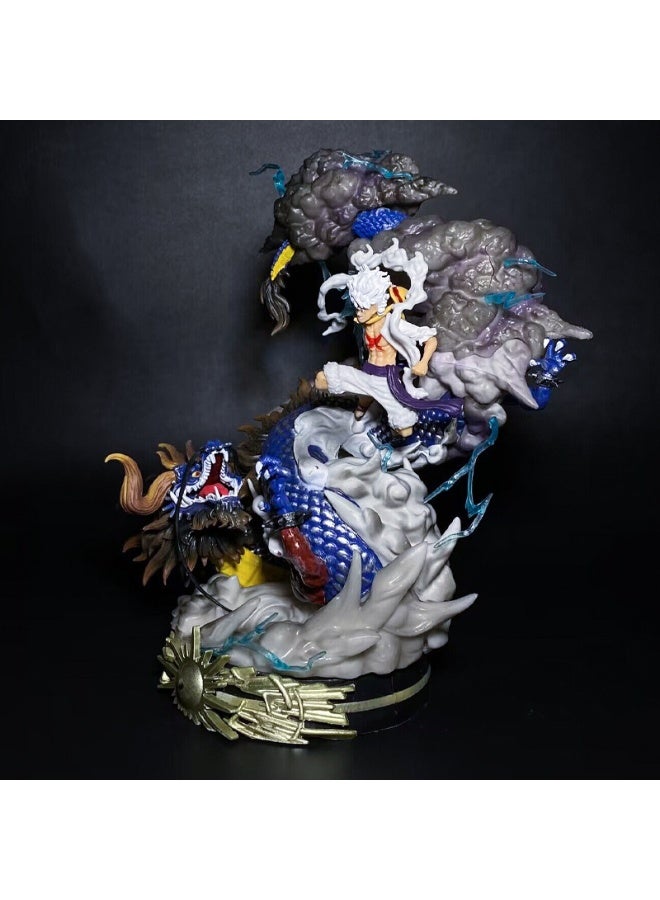 HALAMODO One Piece 22.5cm Luffy Gear 5 Nika vs Kaido Battle Action Figure，Epic Anime Diorama, Desk Centerpiece and Ultimate Birthday Gift - Image 3