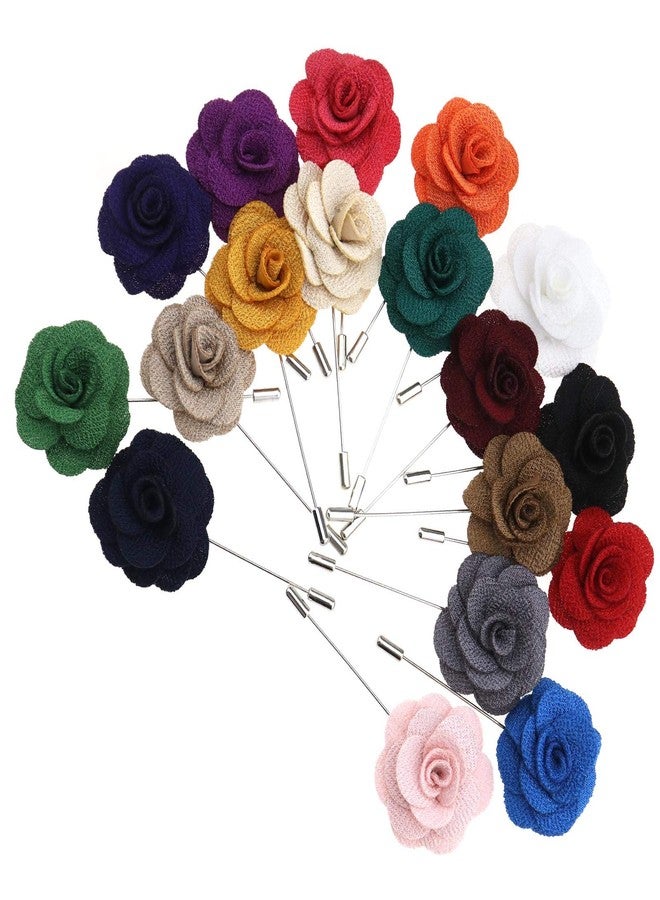 SING F LTD 18 Pieces Men Boutonniere Lapel Pin Rose Flower Assorted with Gift Box Wedding Party - Image 1