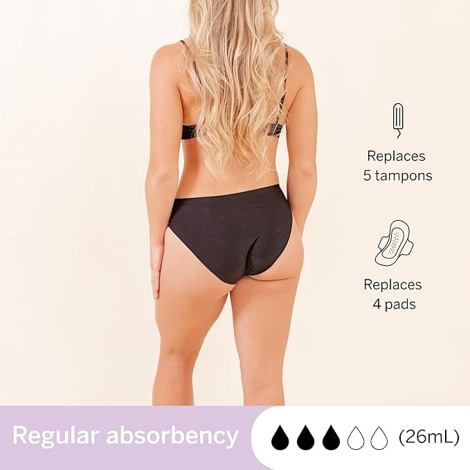 Pixie Cup Pixie Organic Cotton Gusset Period Underwear Best Leakproof Panties with BloatFitâ„¢ Technology Ranked 1 for Ultra Soft Black - Image 5
