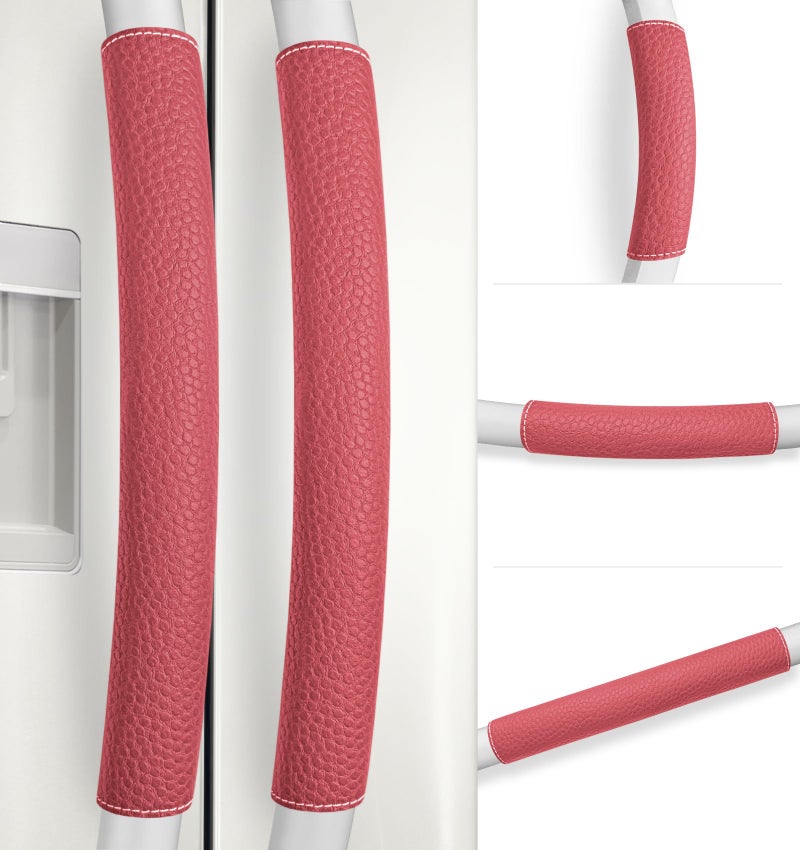 Rikzor Refrigerator Door Handle Covers 5 PCS Adjustable Appliance Handle Covers Keep Your Kitchen Clean Microwave Oven Stove Dishwasher Handle Protector Non Slip Fridge Handle CoverBlush Red