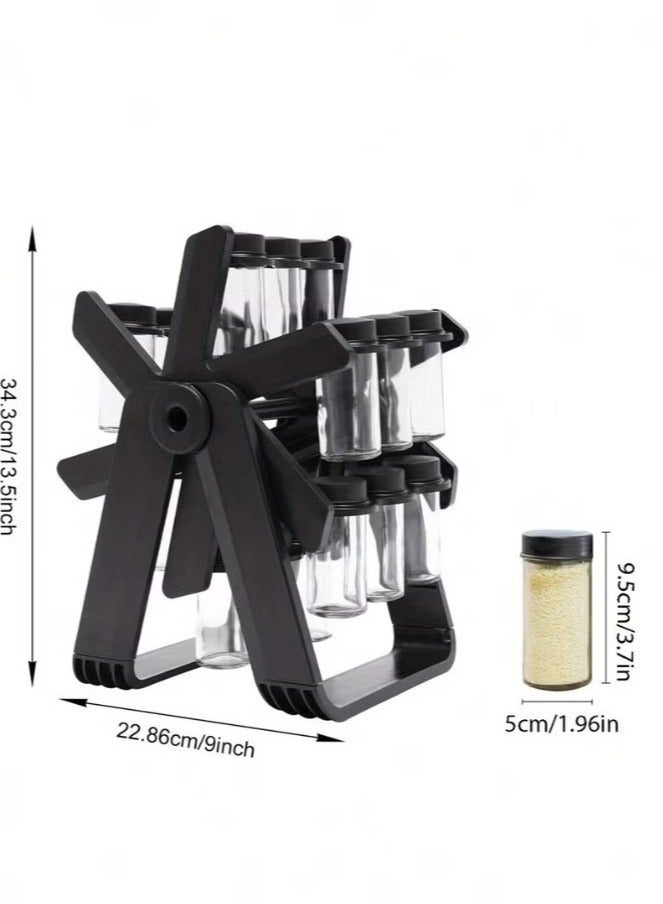 Denx 18-piece spice and seasoning wheel holder, 100ml glass - Image 3