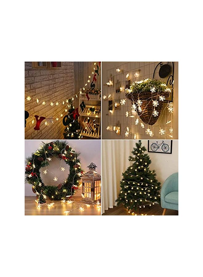 The Bros 80LED 10M Christmas Lights with Remote, Twinkle Snowflake String Lights Battery Operated, 8 Modes Xmas Light Waterproof for Room Decorations Warm White - Image 3