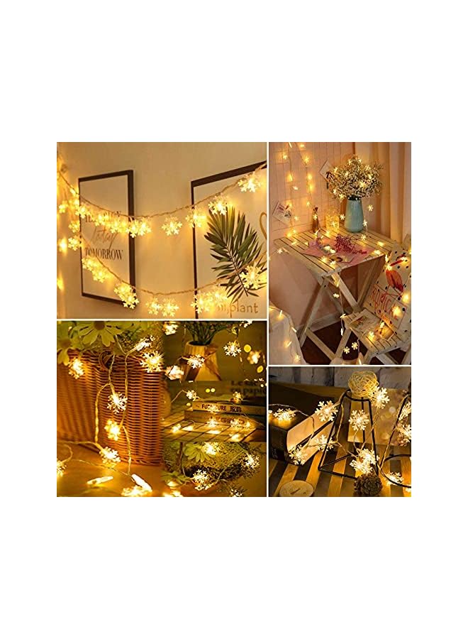 The Bros 80LED 10M Christmas Lights with Remote, Twinkle Snowflake String Lights Battery Operated, 8 Modes Xmas Light Waterproof for Room Decorations Warm White - Image 4