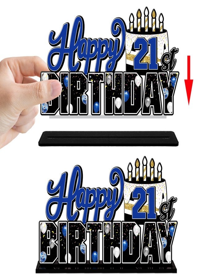 LINGTEER Happy 21st Birthday Blue Acrylic Table Topper Centerpieces Set - Cheers to 21 Years Old Birthday 21st Bday Party Gift Decorations. - Image 2