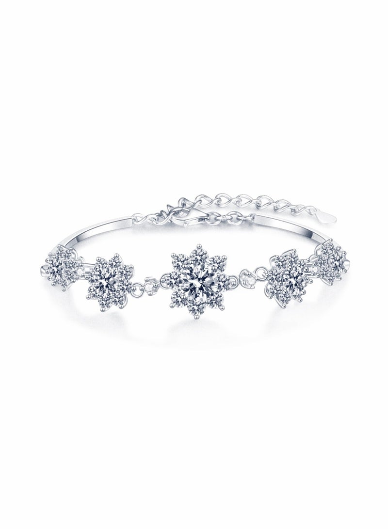 QUAINT S925 Sterling Silver Sunflower 2.6-Carat Zircon Bracelet - Image 1