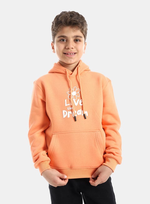 Orange Sweatshirt Long Sleeves Printed pattern
