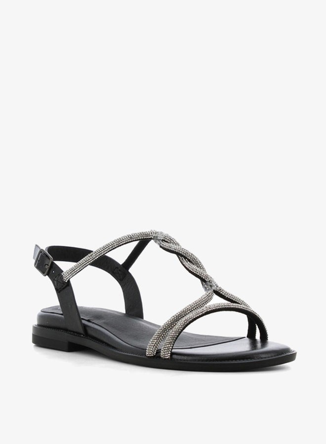 SJ Women's Embellished Strap Sandals with Buckle Closure  - Image 1