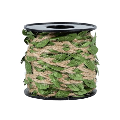 Radix Rope Natural Jute Twine with Green Leaf - 33 Feet (10 Meters) | Decorative Garden String for Gift Wrapping, Crafts, Wedding Decor - Image 1