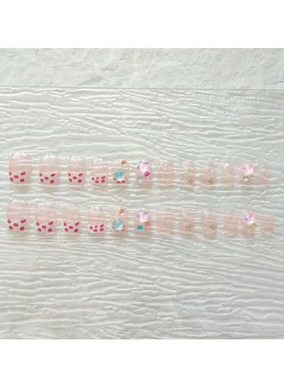 Cute Star Jelly Strawberry Press On Nails – Handmade Nail Tips Xiaohongshu Style Kawaii Fake Nails, Kids/Women - view 2