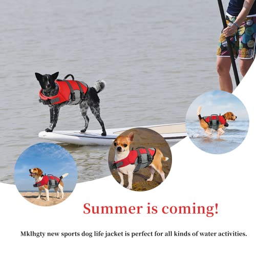 Mklhgty Dog Life Jacket, Reflective Adjustable Dog Life Vest with Rescue Handle for Swimming and Boating, Ripstop Pet Safety Life Preserver for Small, Medium and Large Dogs - Image 3