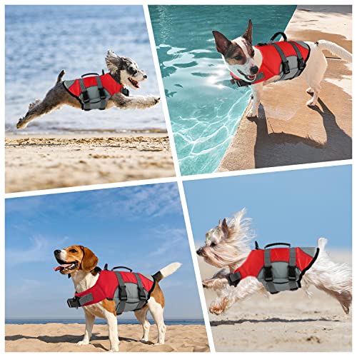 Mklhgty Dog Life Jacket, Reflective Adjustable Dog Life Vest with Rescue Handle for Swimming and Boating, Ripstop Pet Safety Life Preserver for Small, Medium and Large Dogs - Image 5