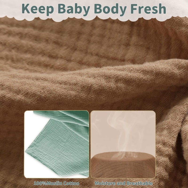 GUNTAIL Muslin Swaddle Blankets for Newborn 2 Pack Breathable Soft Receiving Blanket Large 41 x 41 inches Swaddle Wrap Burping Clothes Essentials Infant Shower Items Beige  Coffee - Image 5