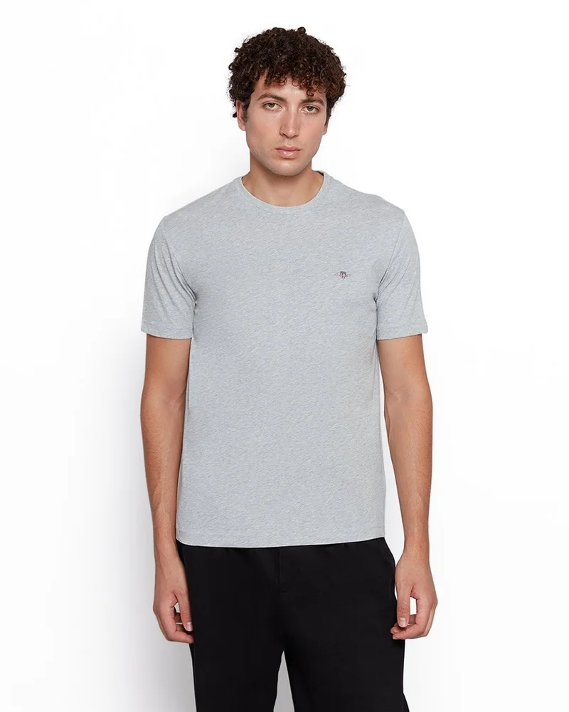 غانت تيشيرت قطن بأكمام قصيرة للرجال بشعار الدرع من جانت