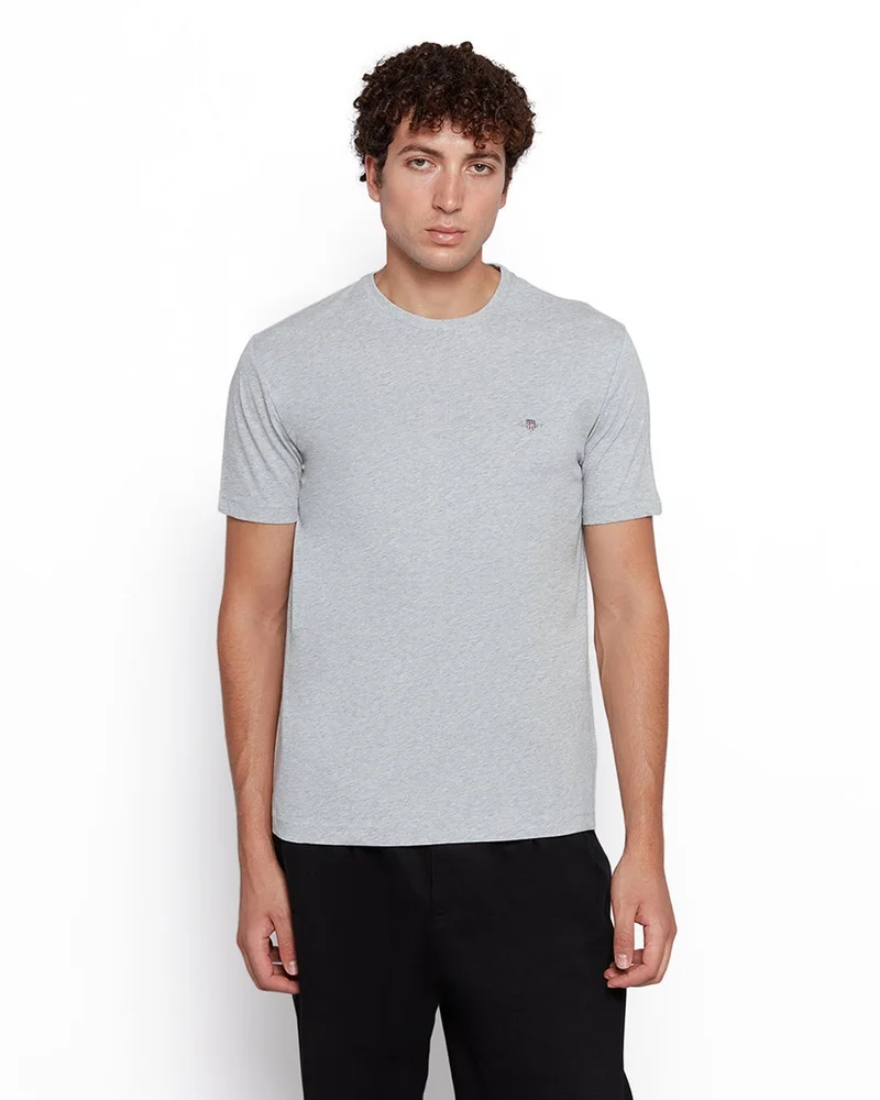 غانت تيشيرت قطن بأكمام قصيرة للرجال بشعار الدرع من جانت