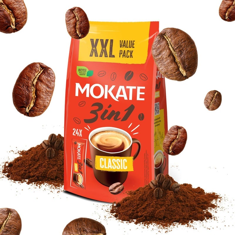 MOKATE مزيج قهوة موكات 3 في 1 الكلاسيكي - عبوة قيمة (17 جرام × 24 كيس) - Image 3