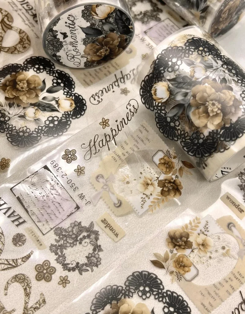 كاغيت جيمي دوكان Paper Ship Shop Romantic Series Yellow Floral Patterned Washi Tape Washi Tape Waterproof Bullet Journal