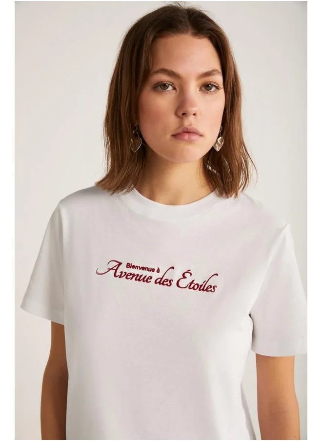 GRIMELANGE Grimelange Alma Women's Regular Printed White T-Shirt