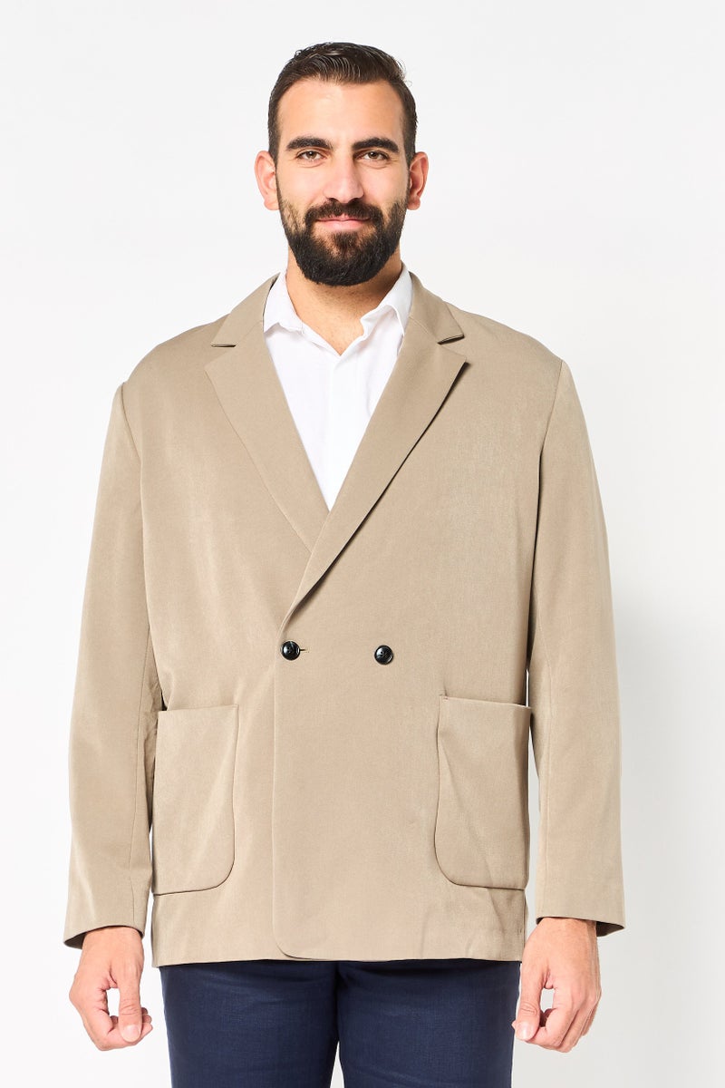 SELECTED Men regular Fit Long Sleeve Solid Casual Blazer, Tan - Image 1