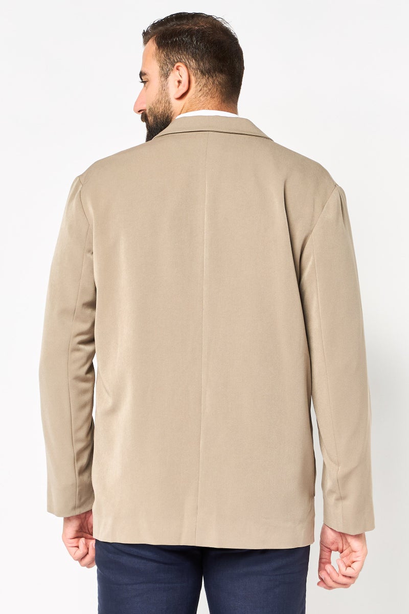 SELECTED Men regular Fit Long Sleeve Solid Casual Blazer, Tan - Image 3