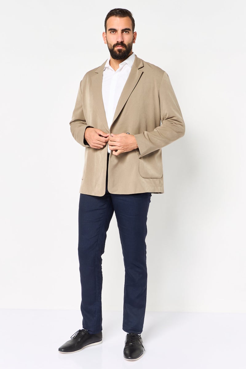 SELECTED Men regular Fit Long Sleeve Solid Casual Blazer, Tan - Image 4